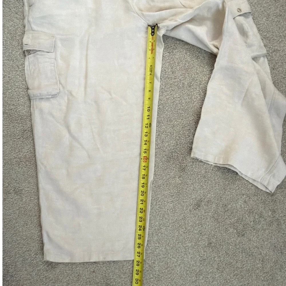 Tommy Bahama Relax Mens 2XB Beige 100% Linen Cargo Pants Elastic Waist Oatmeal